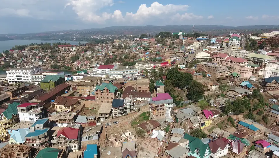 Bukavu on the shore of Lake Kivu
