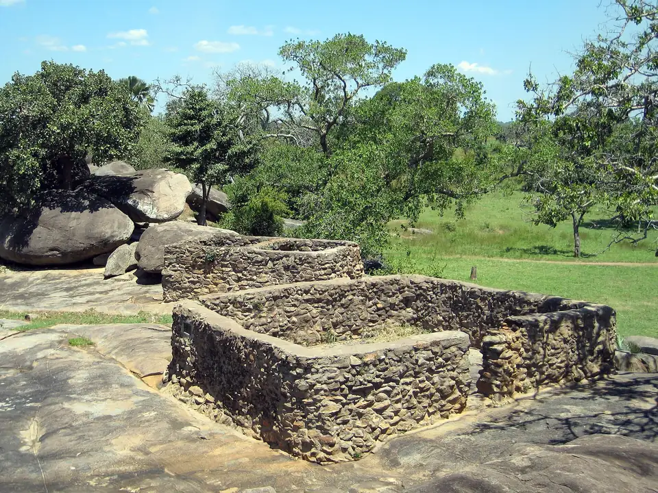 Stone remains of Fort Patiko among granite outcrops